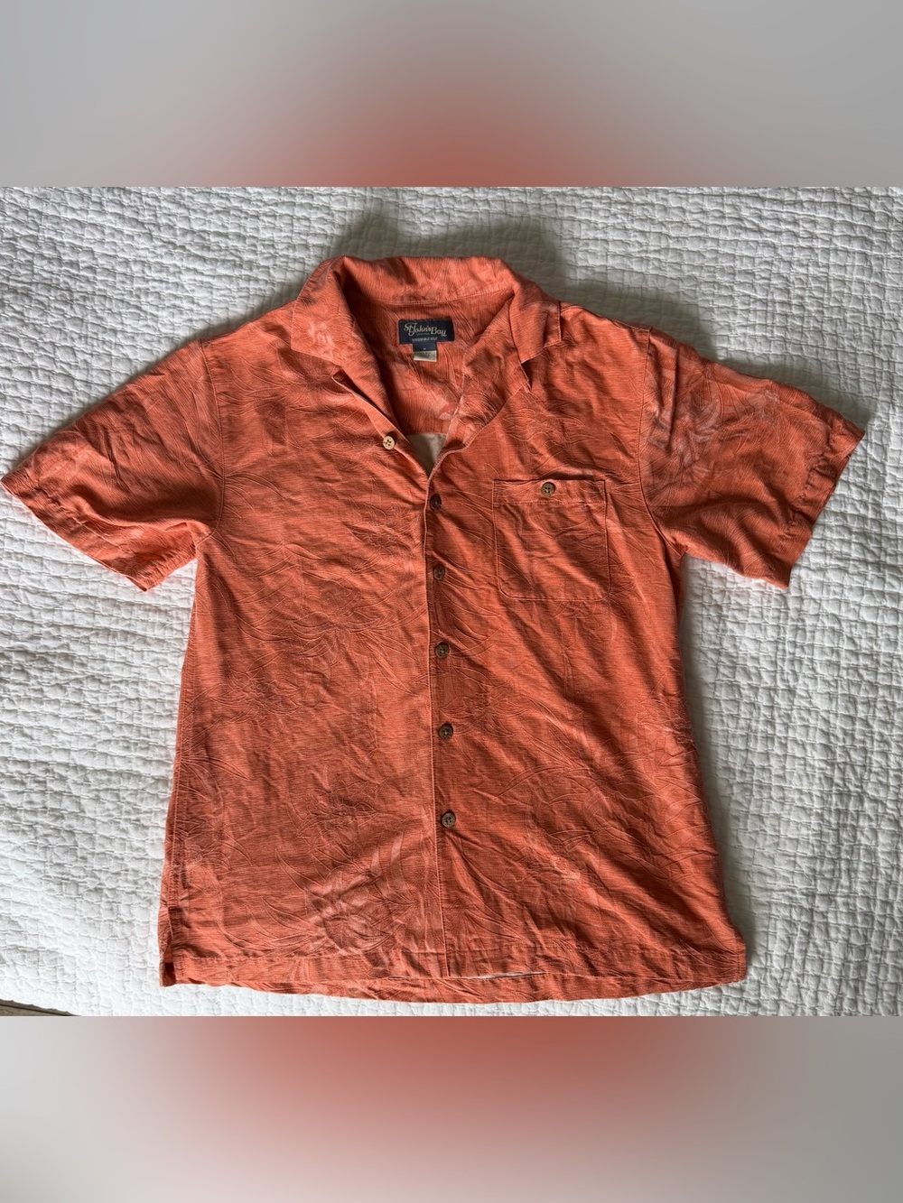 Men’s Washable Silk Short-Sleeve Button-Down Shirt Hawaiian Beach